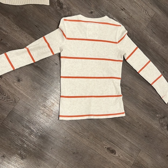 Long sleeve Orange and White striped shirt. - Picture 2 of 2